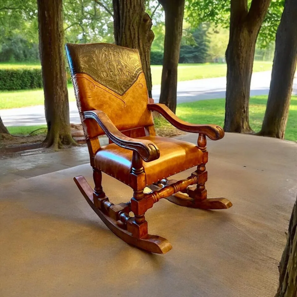 Mesquite Tooled Leather Rocking Chair