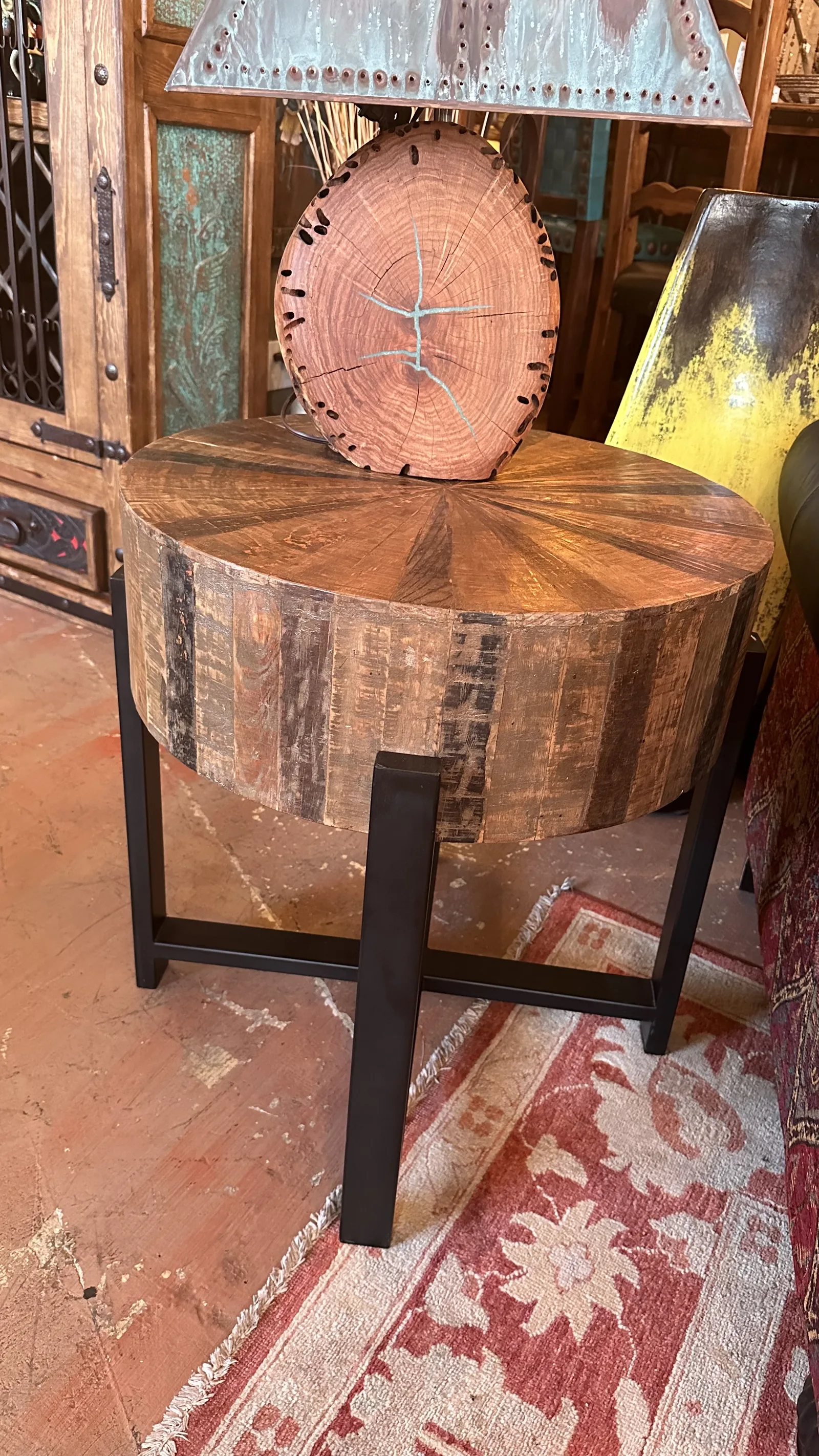 Wood Drum End Table