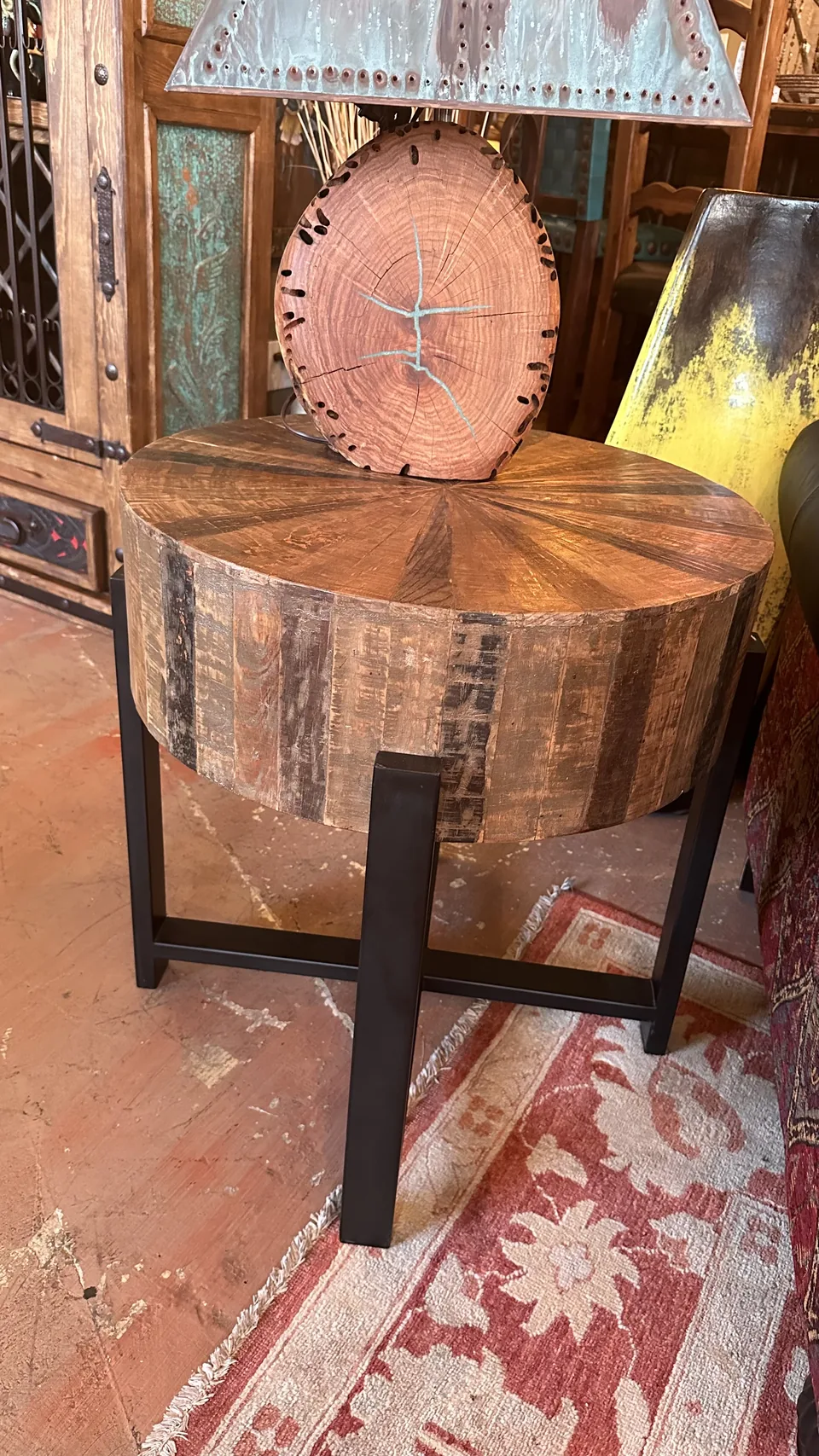 Wood Drum End Table