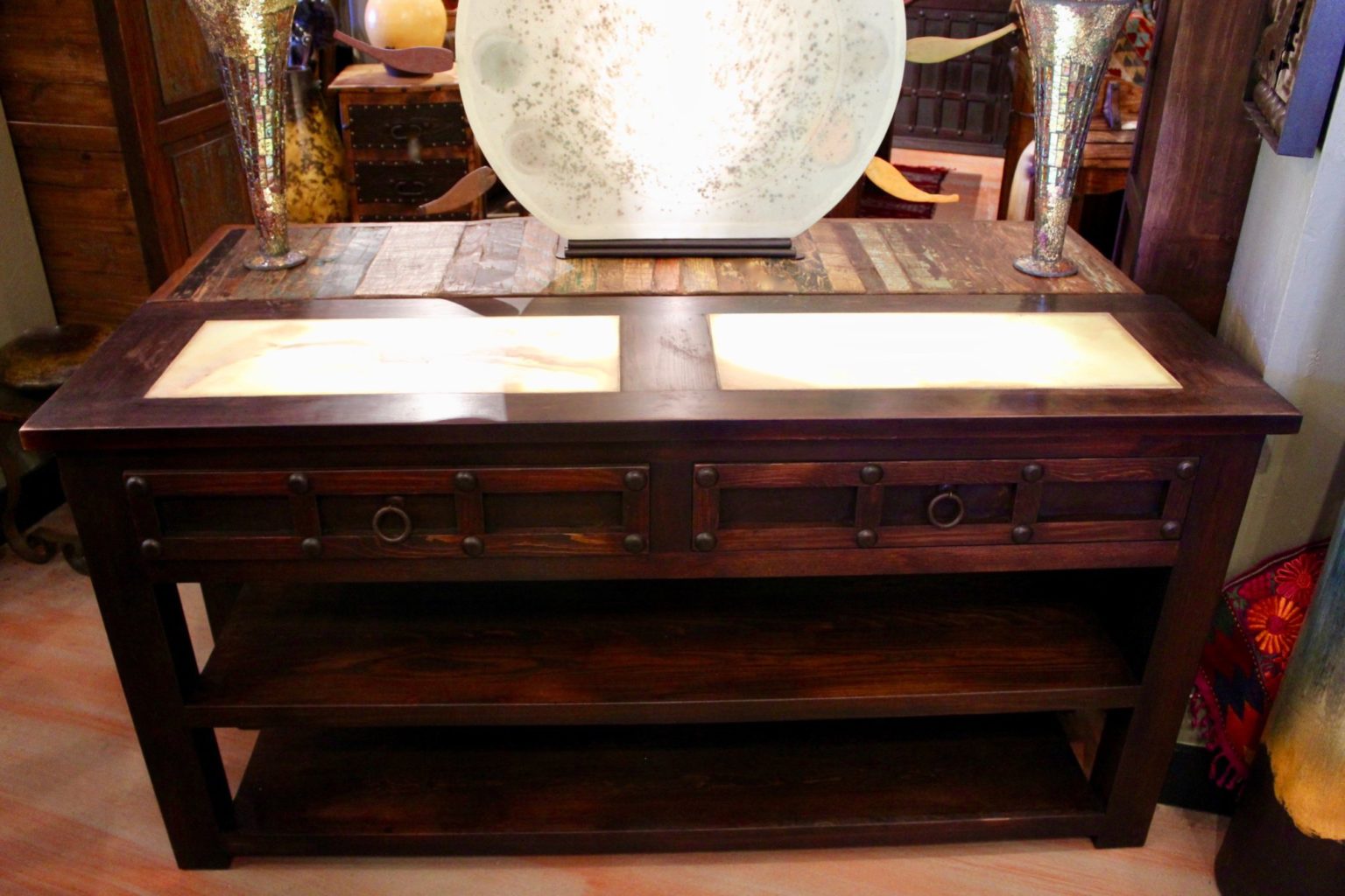 Charbel Onyx Console Table with Light
