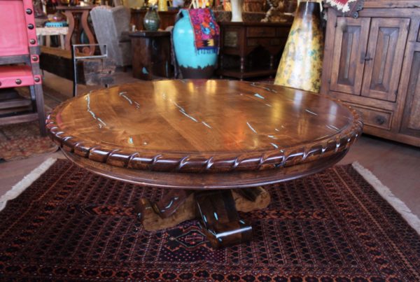 Round Rope Edge Mesquite Coffee Table