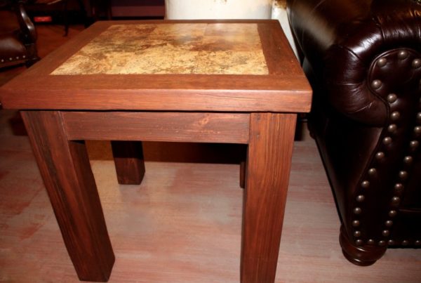 Travertine Inlay End Table