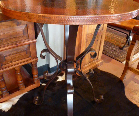 Copper Bistro Table on Iron Base
