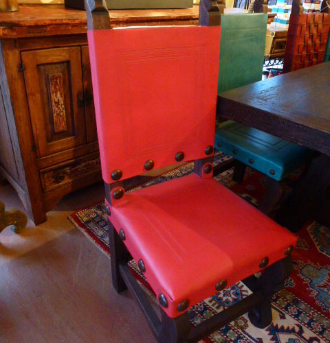 Argentina Tooled Leather Chair in Watermelon