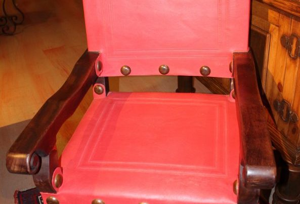 Argentina Tooled Leather Armchair in Watermelon