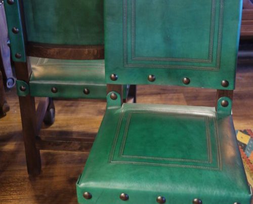 Argentina Tooled Leather Chair in Turquoise Verde