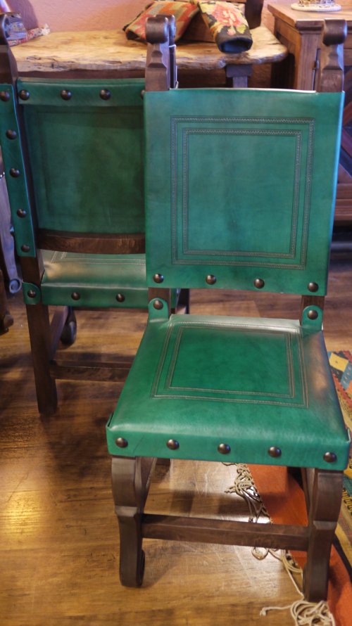 Argentina Tooled Leather Chair in Turquoise Verde
