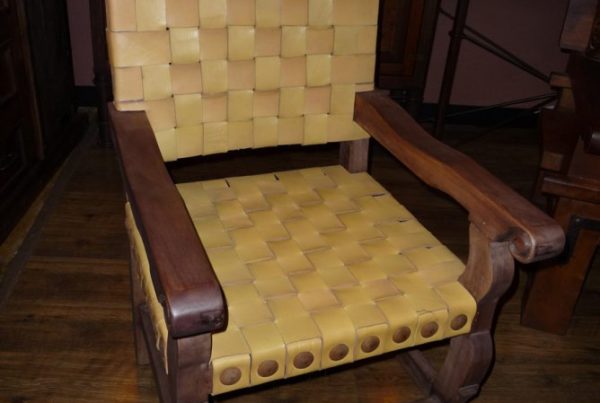 Argentina Woven Leather Armchair in yellow