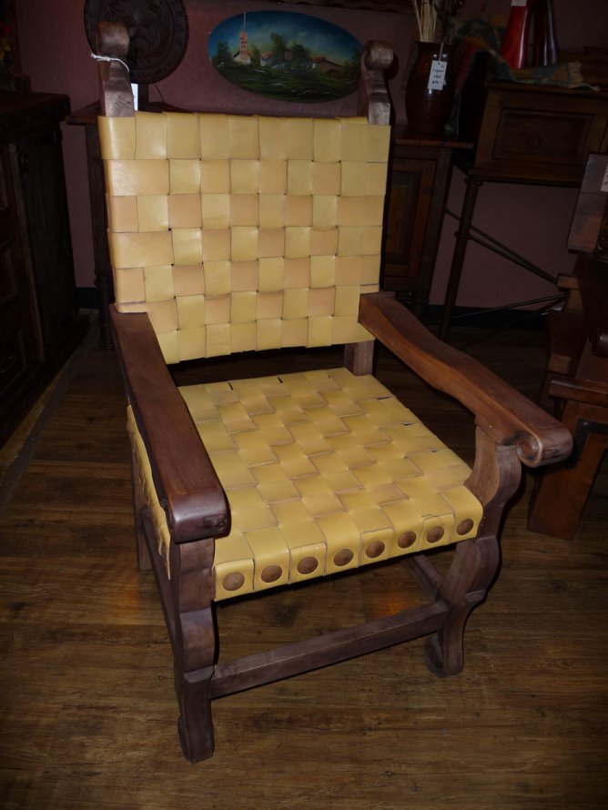 Argentina Woven Leather Armchair in yellow