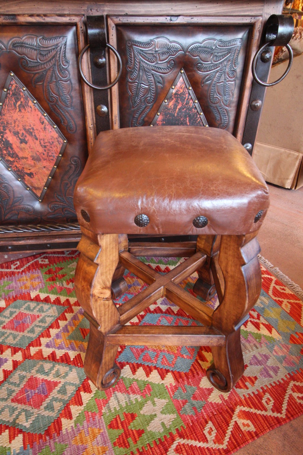 Square Classic Leather Stool