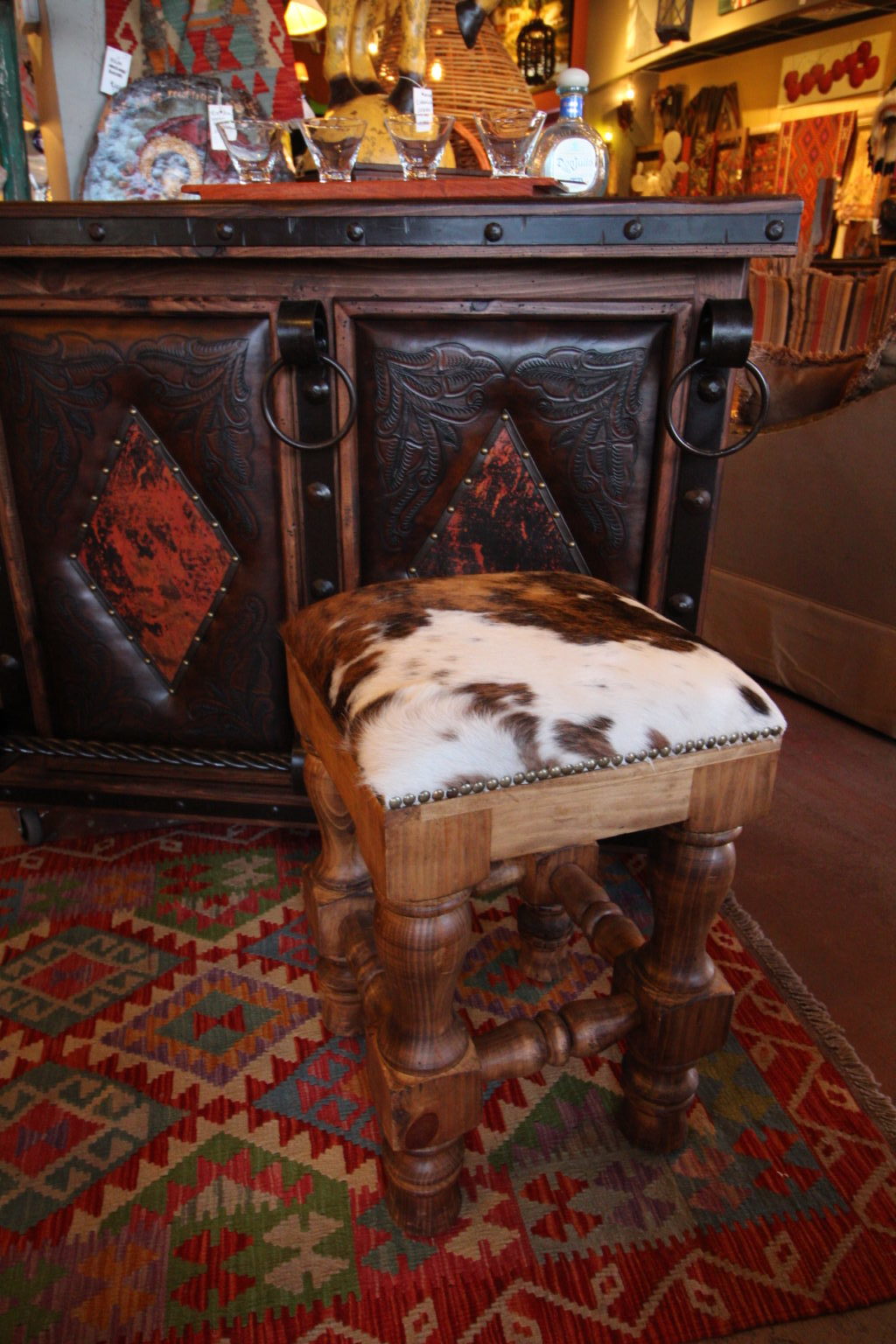 Square Chuy Cowhide Stool
