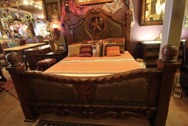 Lone Star Tooled Leather Bed in Café