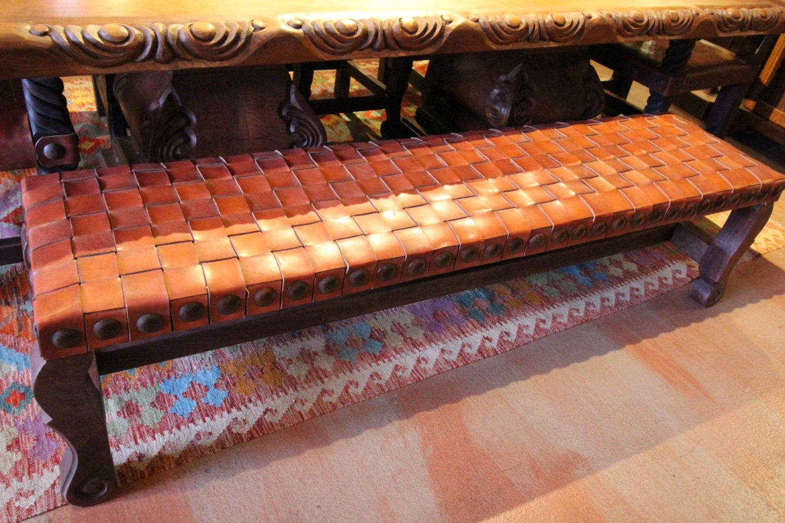 Argentina Woven Backless Bench in Red Inglès