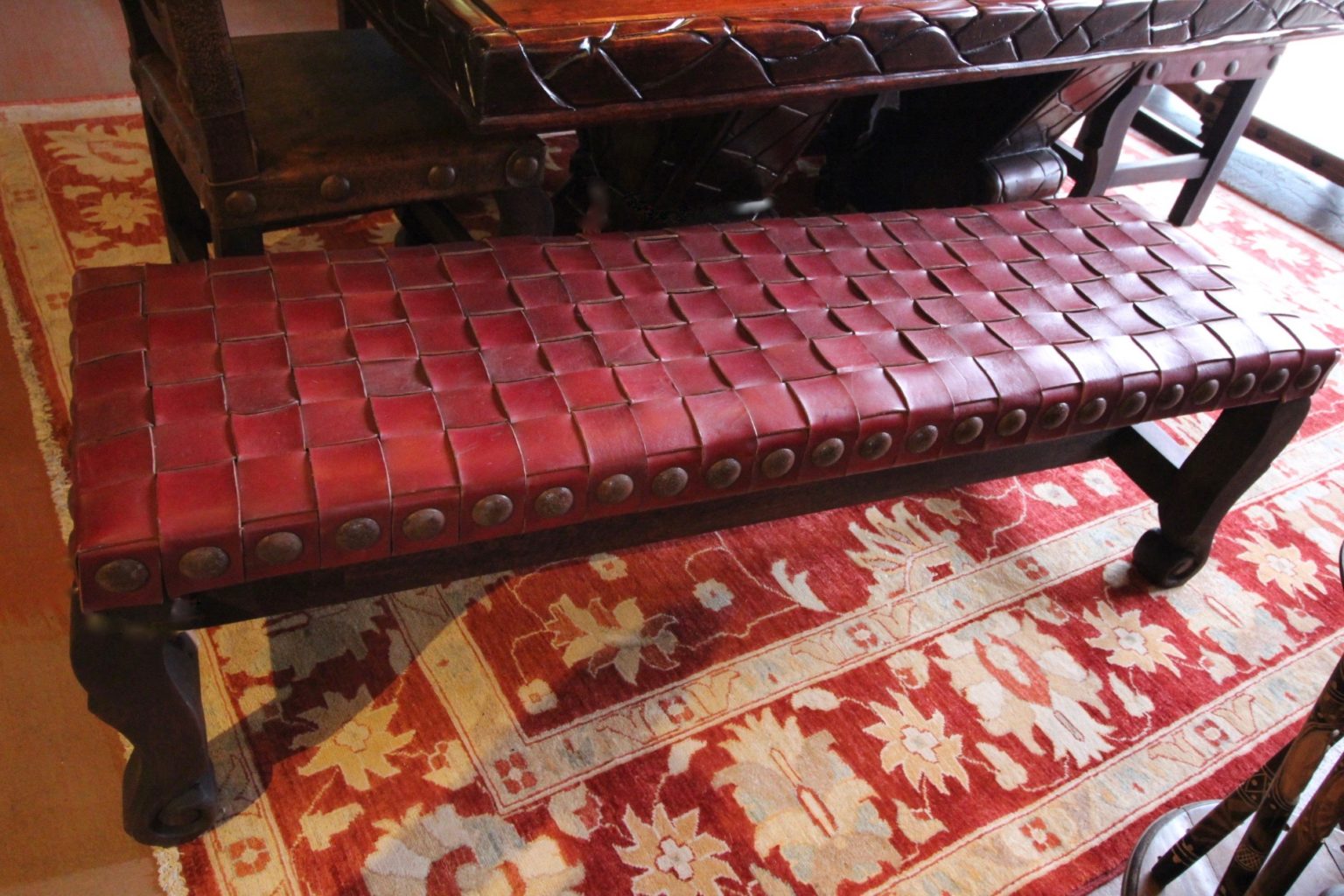 Argentina Woven Backless Bench in Red Guinda