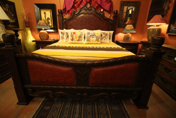 Oscar Tooled Leather Bed in Red Guinda