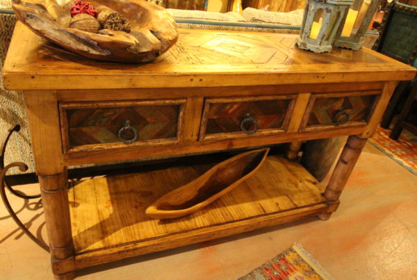 Reclaimed Wood Inlay Sofa Table