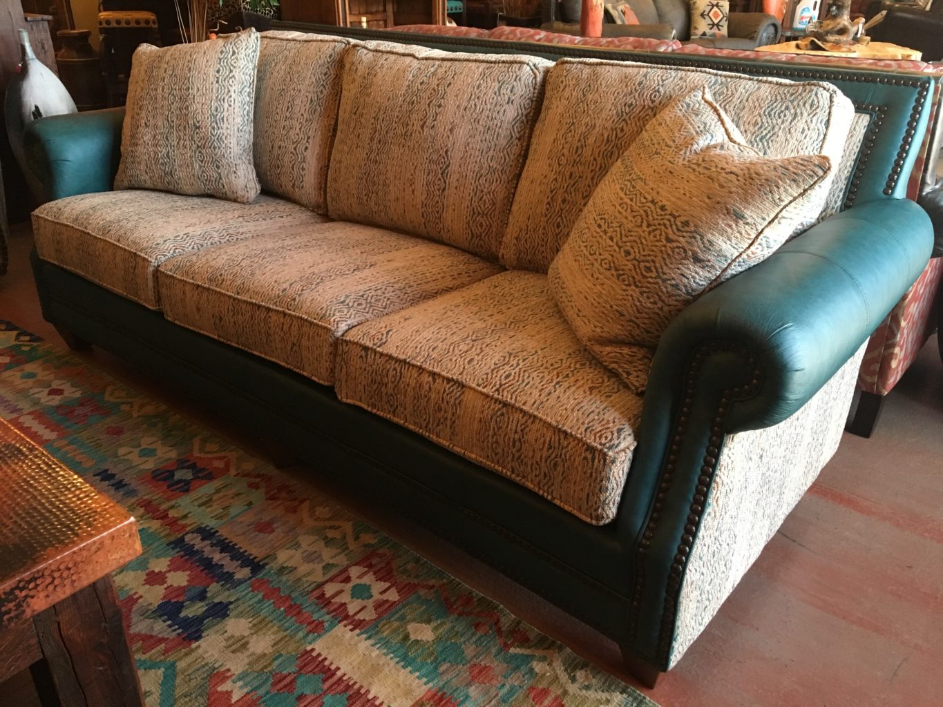 Omaha Turquoise Fabric Sofa