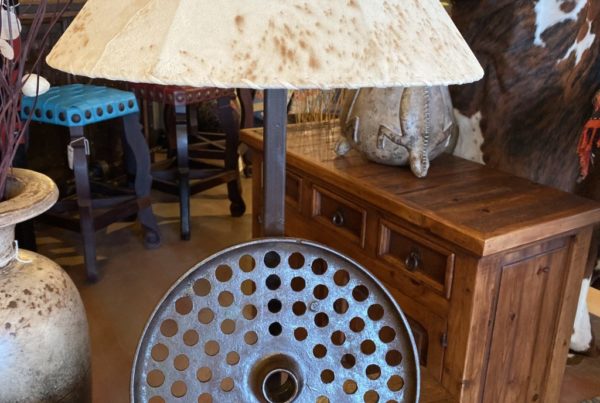 Round Rim Table Lamp with Sheep Skin Shade