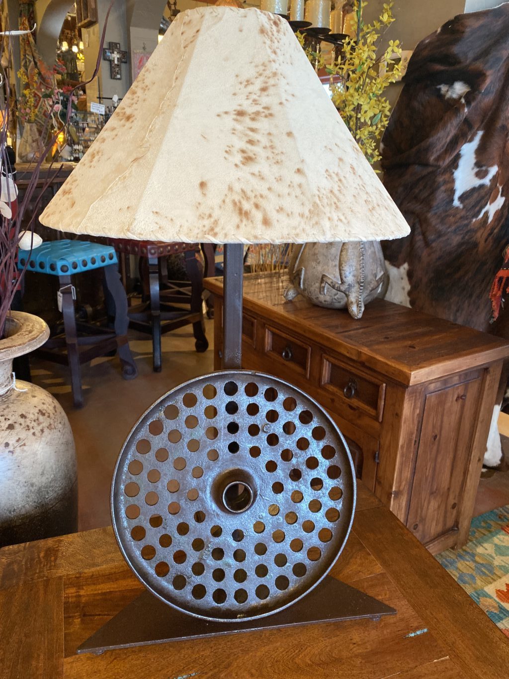 Round Rim Table Lamp with Sheep Skin Shade