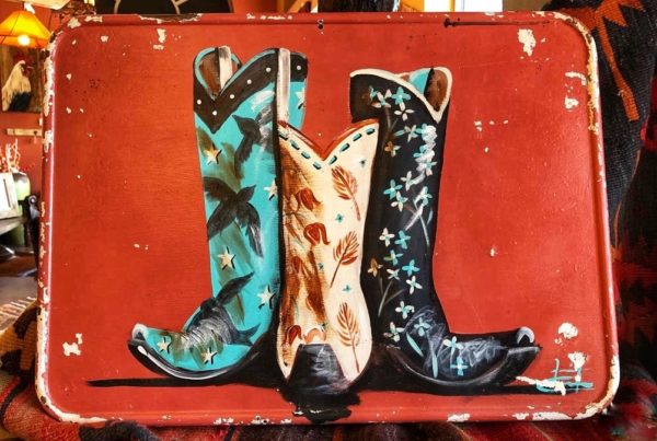 Hand-Painted Metal Lid: "Cowgirls Boots"