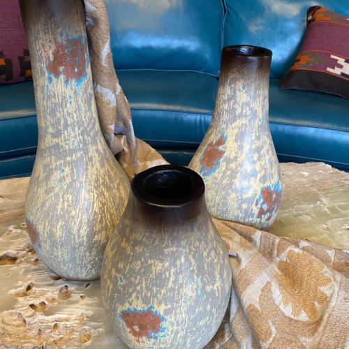 Set of Three Opal Vases