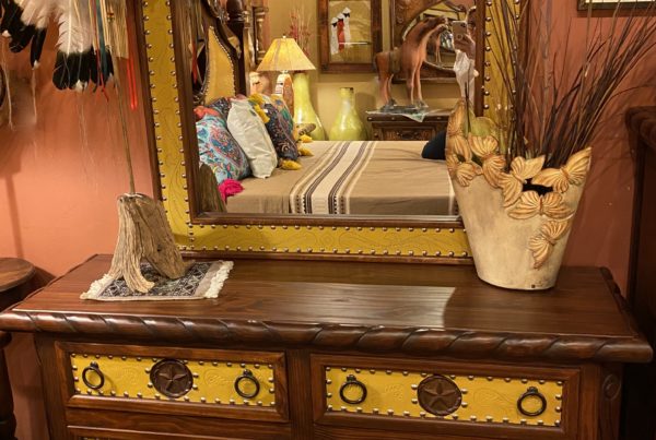 Lone Star Tooled Leather Dresser Set in Yellow