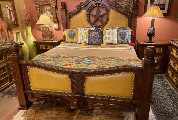Lone Star Tooled Leather Bed in Yellow