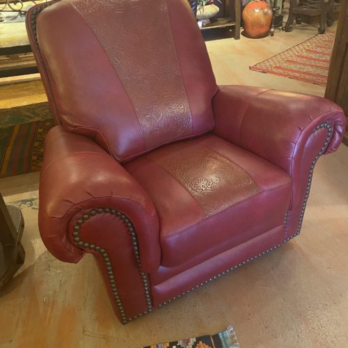 Waller Red & Embossed Leathers Glider & Swivel Recliner