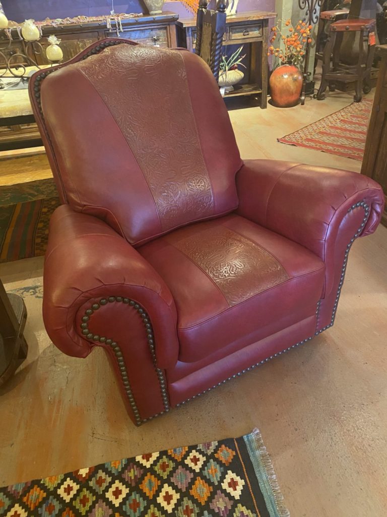 Waller Red & Embossed Leathers Glider & Swivel Recliner