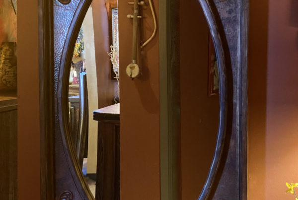 Ornate Copper Oval Mirror