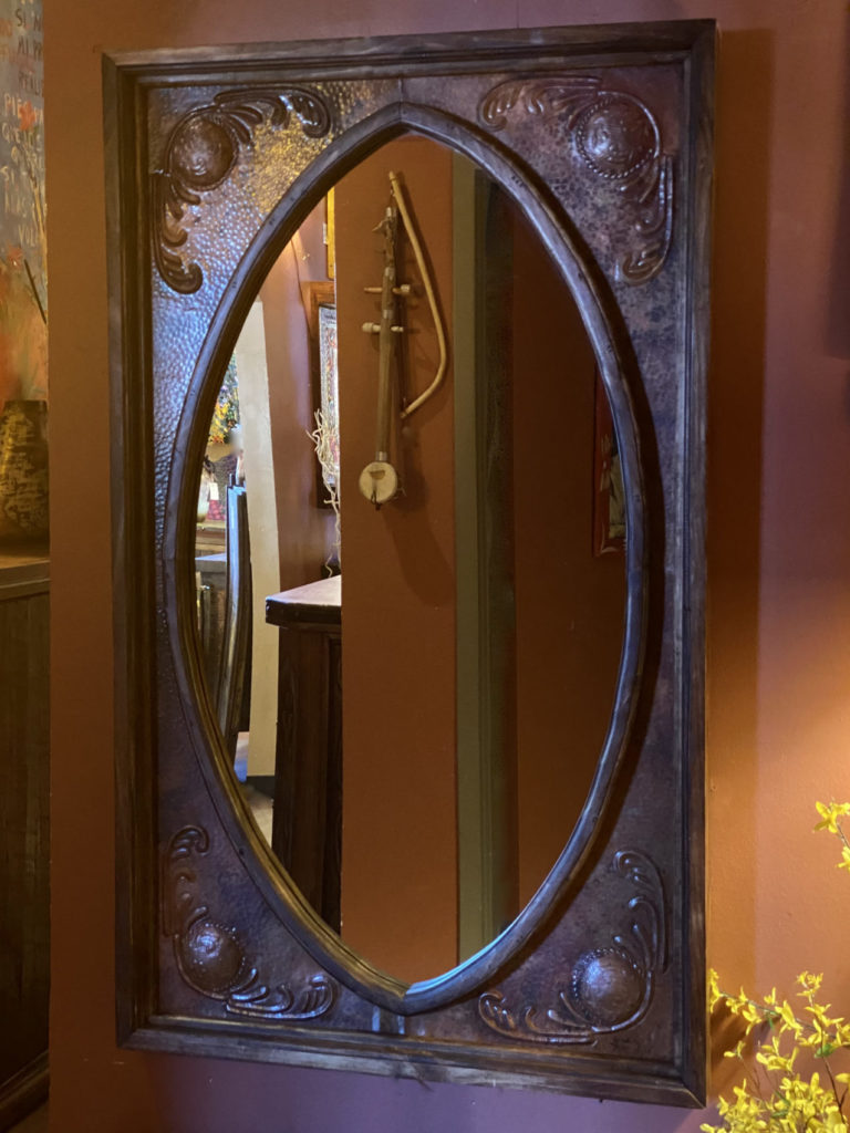Ornate Copper Oval Mirror