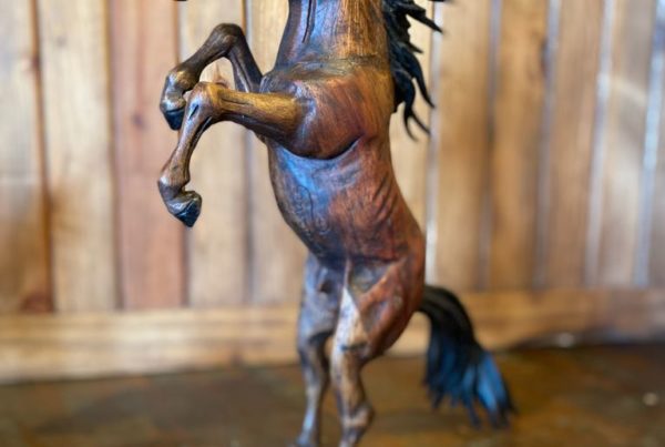 Hand Carved Upright Wild Mustang
