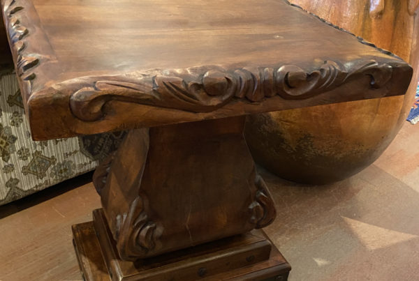 Carved Edge Walnut End Table