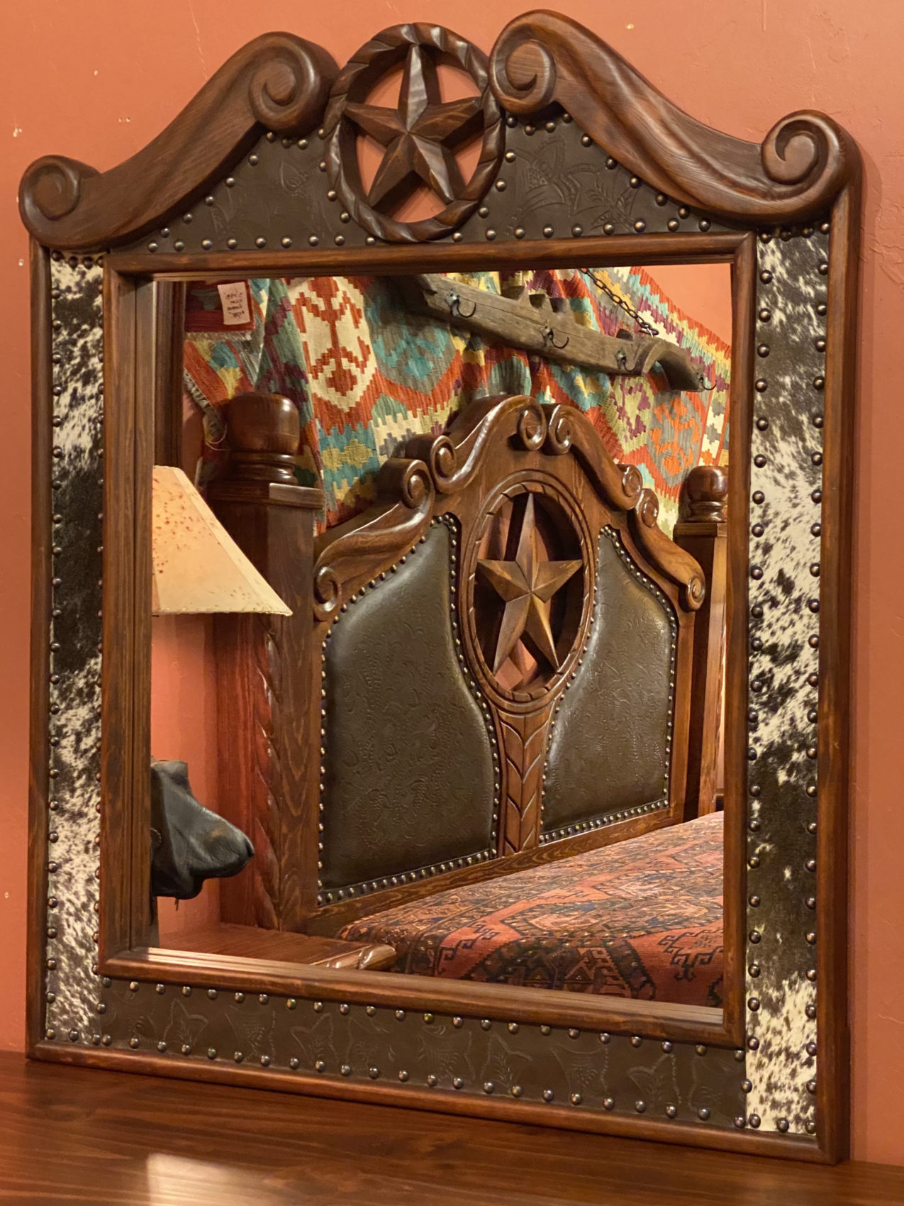 Lonestar Cowhide Mirror