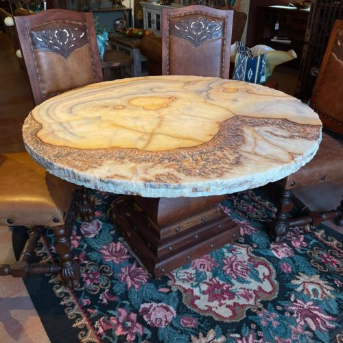 Natural Onyx Table on Mesquite Pedestal