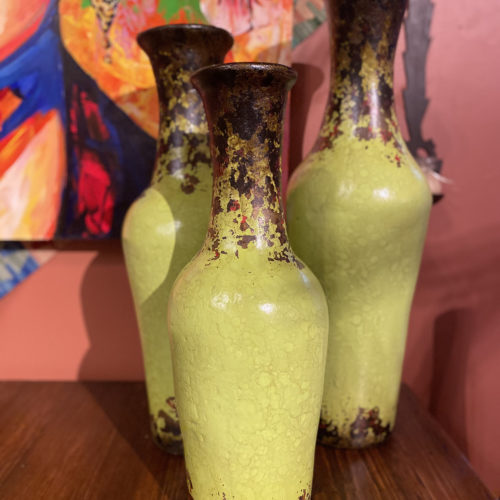"Lime Green" Set of 3 Vases