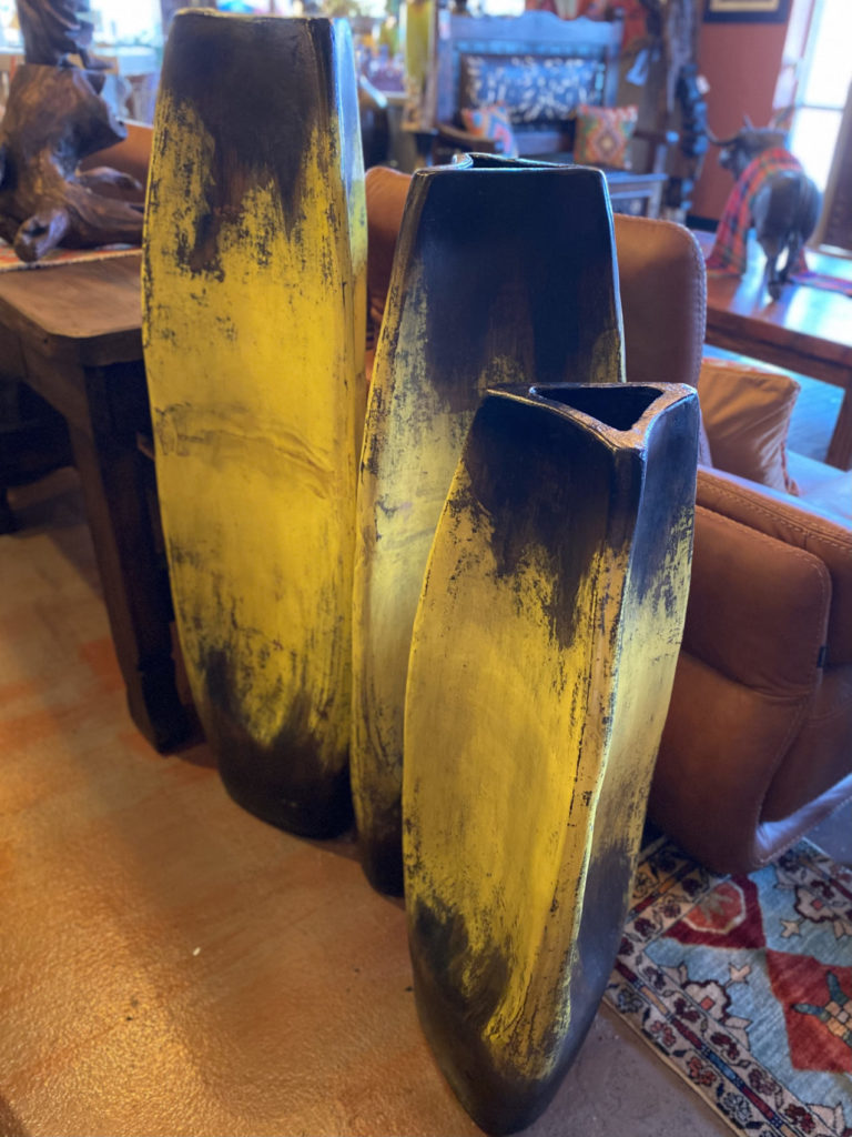 "Yellow Tulips" Set of 3 Floor Vases