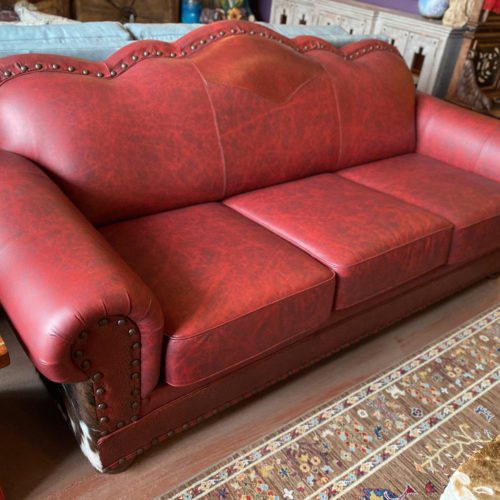 San Angelo Red/Cowhide Sofa