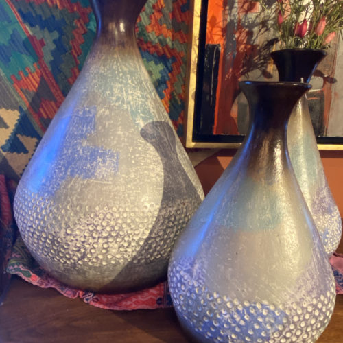 "Blue Bubbles" Set of 3 Vases