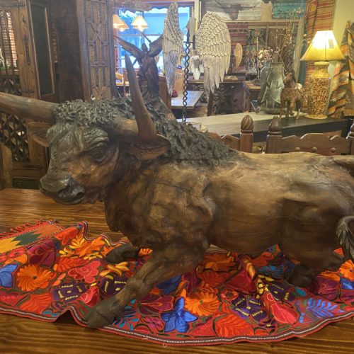 "Mighty Bull" Wood Sculpture