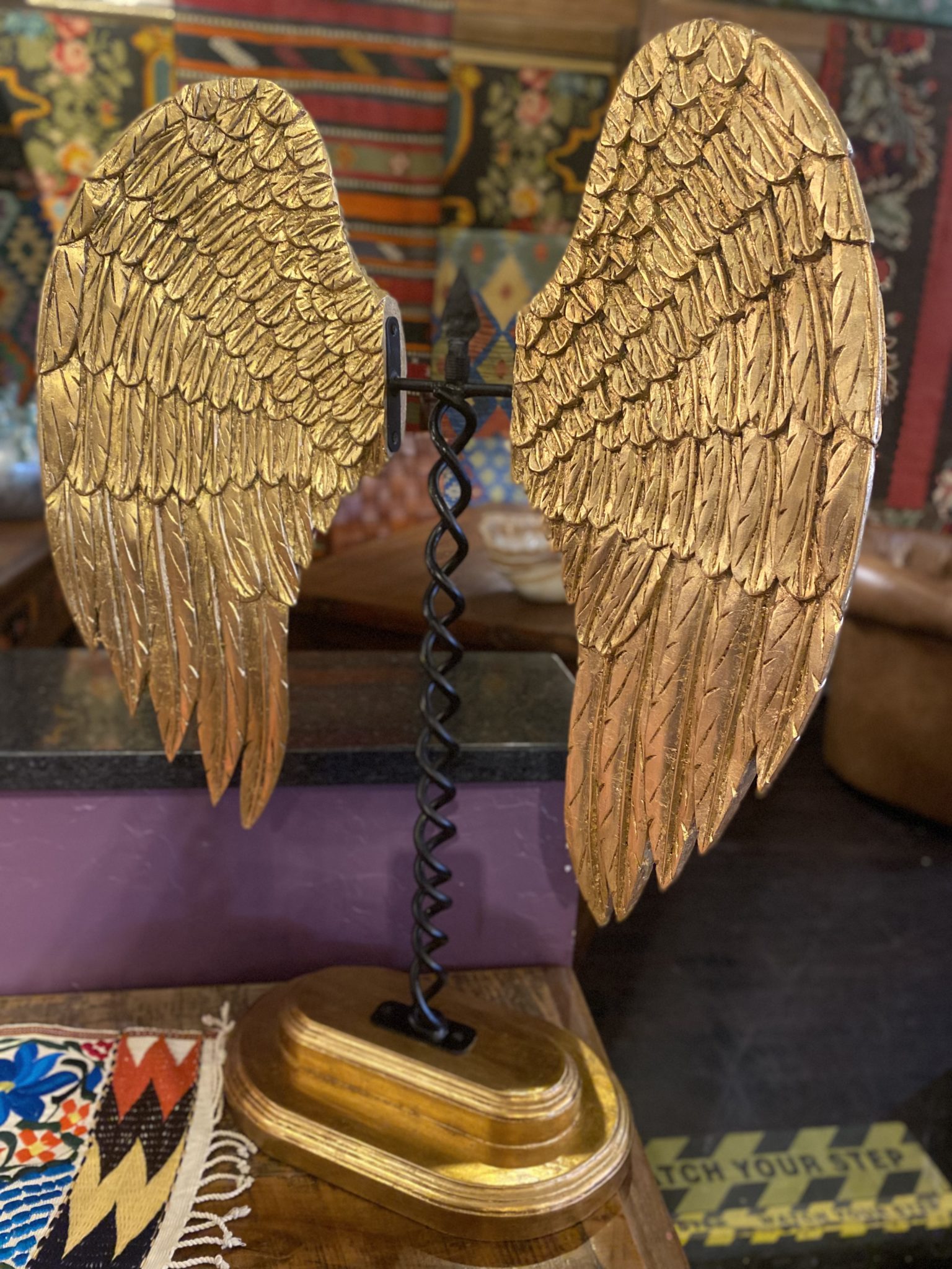 Gold Angels Wings on Stand The Rustic Gallery