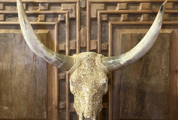 Gold Mirror Mosaic Longhorn Skull