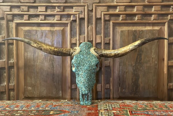 Turquoise Stones Mosaic Longhorn Skull