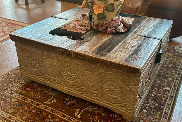 Carved Double Lift Coffee Table in White