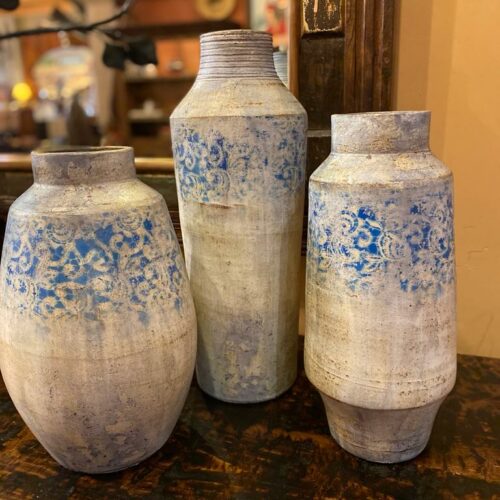 Blue Vintage Set of 3 Vases