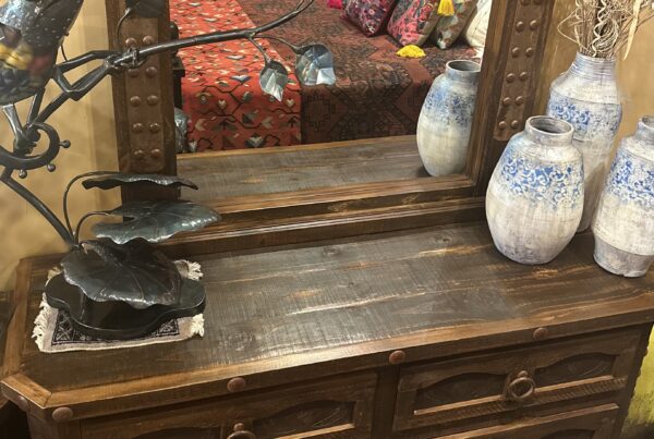 Cheyenne Tooled Leather Dresser with Mirror