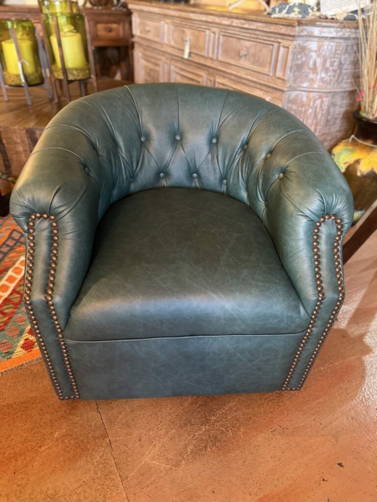Swivel Barrel Chair in Santa Fe Turquoise