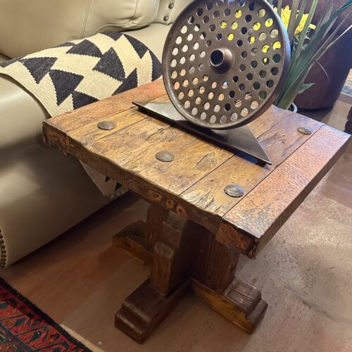 Wormwood End Table Copper Rails