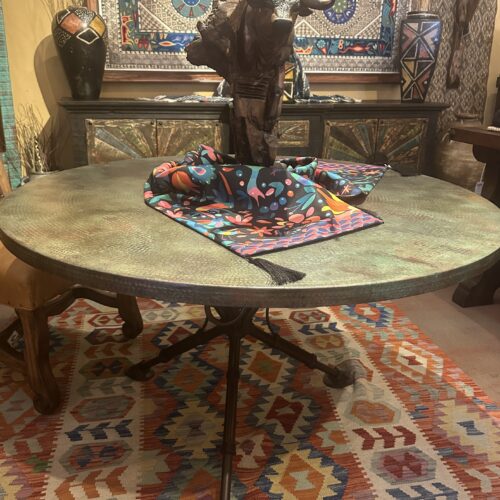 Round Acid Wash Copper Table Iron Base