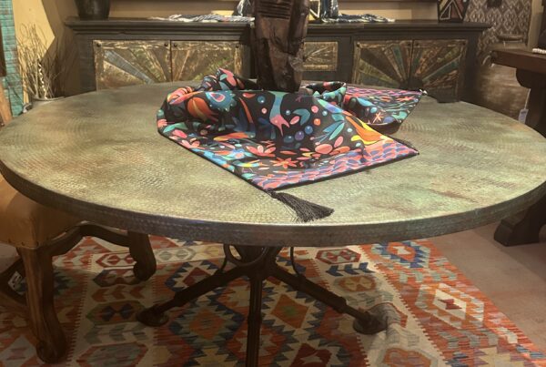 Round Acid Wash Copper Table Iron Base